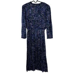 Vintage Jessica Howard Dark Floral Purple Print Midi Dress Sz 10 Vamp Whimsigoth